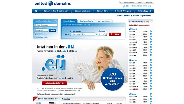 Screenshot united-domains redesign